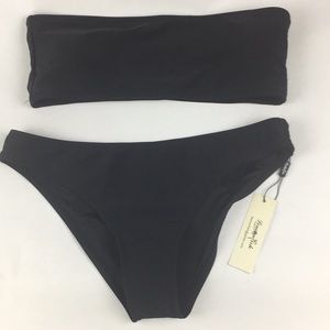 Lemon fish solid black bikini strapless high leg